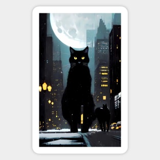 Black yule Cat at night 7 Sticker